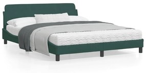 Estrutura de cama c/ cabeceira 160x200 cm veludo verde-escuro