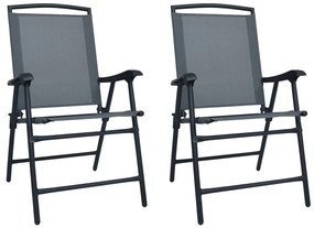 Cadeiras de jardim dobráveis 2 pcs textilene cinzento