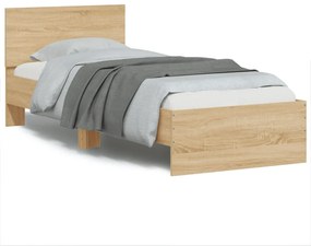 Estrutura de cama c/ cabeceira deriv. madeira carvalho sonoma