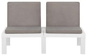 4 pcs conjunto lounge de jardim com almofadões plástico branco