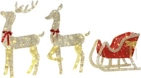 Outsunny Conjunto de 3 Peças com Renas de Natal Iluminadas, 200 LED Branco Quente, 8 Modos e Temporizador Diário | Aosom Portugal