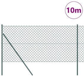 Conjunto de Postes de Cerca Verde 1.2 x 10 m Aço Galvanizado