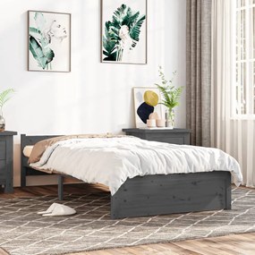 vidaXL Estrutura de cama 100x200 cm madeira maciça cinzento