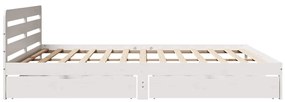 Cama sem colchão 200x200 cm madeira de pinho maciça branco