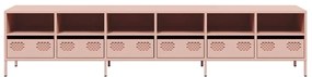 Móvel de TV 202x39x43,5 cm aço laminado a frio rosa