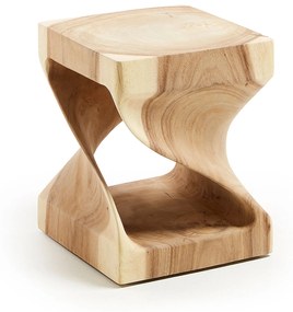 Kave Home - Mesa de apoio Hakon de madeira maciça de mungur com interior trabalhado 30 x 30 cm