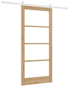 Porta Deslizante com Conjunto de Ferragens 93x202 cm Madeira de Pinho