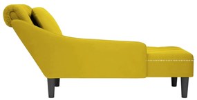 Chaise lounge c/almofada/apoio de braços direito veludo amarelo