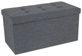 Banco ottoman dobrável de tecido de linho para armazenamento versátil. | SONGMICS | 76 x 38 x 38 cm | cinzento | LSF47K.