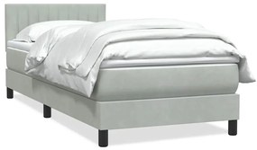 vidaXL Cama com molas/colchão 100x220 cm veludo cinza-claro