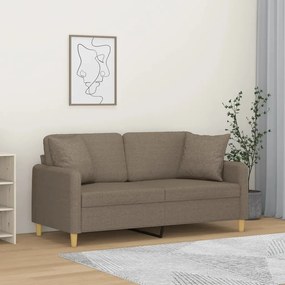 vidaXL Sofá 2 lug.+almofadas/almofadões 140cm tecido cinza-acastanhado