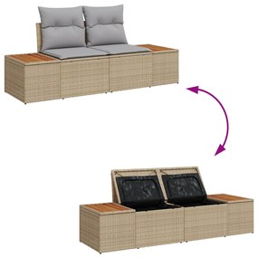 Conjunto de Sofá de Jardim com Almofadas Bege em Rattan Polimérico