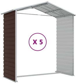 Abrigo de jardim 191x470x198 cm aço galvanizado castanho