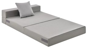 Sofá-cama de 3 seções com colchão dobrável de espuma de alta densidade com travesseiro capa lavável com fecho Cinzento