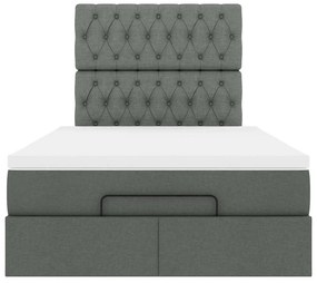 Estrutura cama otomana colchão 120x200cm tecido cinzento escuro