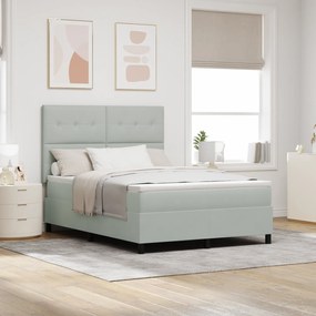 Cama Box com Colchão vidaXL Cinza Claro 140x190 cm Veludo