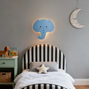 Candeeiro de parede infantil azul com LED regulável em 3 níveis - Ellie the Elephant