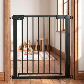 Barreira de segurança 75 cm a 82 cm animais de estimação ou bebes para escadas Fecho automático e montagem por pressão Preto