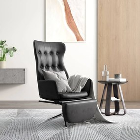 3097721 vidaXL Cadeira de descanso com apoio couro artificial preto brilhante