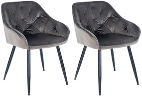 Conjunto de 2 cadeiras de sala de jantar Cassis com estofo em veludo 56 x 81 x 58 cm Cinzento