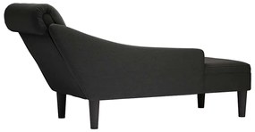Chaise lounge c/ almofada/apoio de braços direito tecido preto