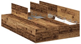 Estrutura de Cama de Armazenamento vidaXL em Madeira Antiga 120x190 cm