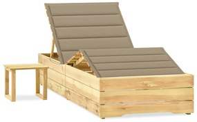Espreguiçadeira de jardim com mesa e almofadão pinho impregnado