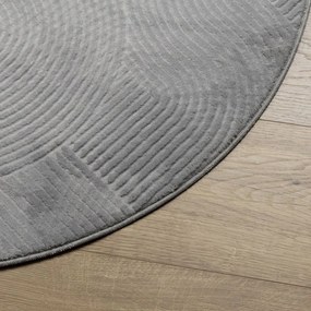 Tapete de pelo curto IZA visual escandinavo Ø 120 cm cinzento