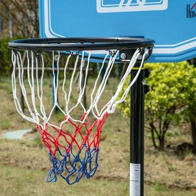 HOMCOM Tabela de Basquetebol para Exterior com Altura Ajustável 160-210cm Cesta de Basquetebol com Rodas Tabela de PE e Base Recarregável 76x70x197,5-254cm Preto e Azul