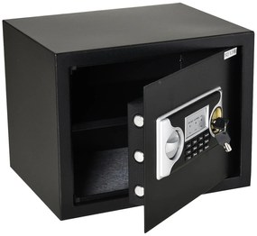 HOMCOM Cofre eletrônico sólido Caixa de segurança com chave 2 Códigos  Capacidade 27L Aço 38x30x30 cm Preto|Aosom Portugal