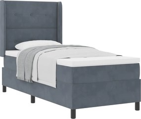 vidaXL Cama Box com colchĂŁo Cinza Escuro 90 x 190 cm Veludo