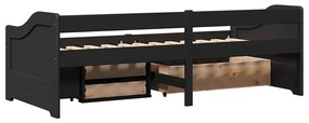 Sofá-cama com 3 gavetas sem colchão 90x200 cm IRUN preto