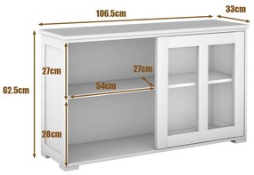 Armário de arrumação aparador de cozinha Armário de consola com 2 prateleiras 2 portas 106 x 33 x 62,5 cm Bege