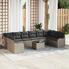 vidaXL Conjunto de Sofá de Jardim Cinzeto vime PE