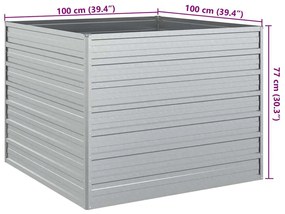 Canteiro elevado jardim 100x100x77 cm aço galvanizado prateado