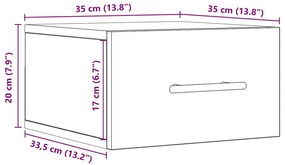 Mesa de Cabeceira VidaXL Montada na Parede Madeira Velha 35x35x20 cm
