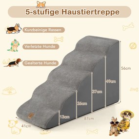 Escada para cães de 3 degraus, rampa dobrável antiderrapante para camas, sofás, sofás, escada portátil cinza