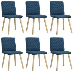 Cadeiras de jantar 6 pcs tecido azul