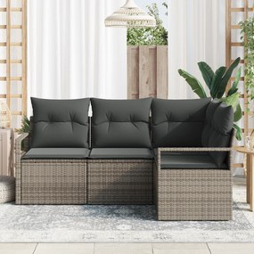 Conjunto de Sofá de Jardim vidaXL com Almofadas Cinza Rattan PE