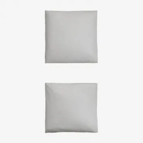Pack De 2 Fronhas Em Algodão Percal De 180 Fios Lesia Cinza Claro & 60 X 60 Cm - Sklum