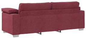 Conjunto de Sofá de 3 Peças com Almofadas Vermelhas Vinho
