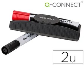 Apagador Q-Connect Magnético com Marcador Vermelho e Preto para Quadro Branco