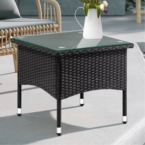 Mesa auxiliar jardim em polyrattan 50 x 50 x 45 cm Preto