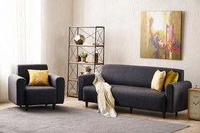 Conjunto de Sofás Noya – Antracite – Sofá de 3 Lugares: 220x87x70 cm,
