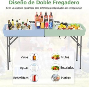 Mesa refrigeradora com gelo dobrável com 151 cm  para exteriores para campismo festas, eventos Branca