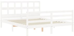 Estrutura de cama com cabeceira 160x200 cm madeira maciça