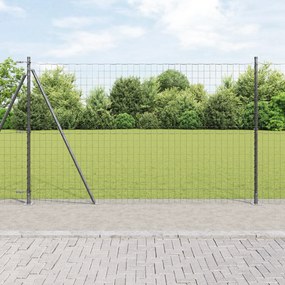 Cerca Euro com 7 Postes Flangeados 1,5x10 m Aço Galvanizado