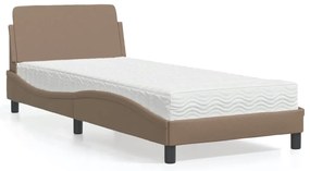 Cama com colchão 80x200 cm couro artificial cappuccino