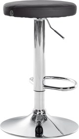 Conjunto de 2 bancos altos em couro sintético de estrutura prateada 60-81 x 38,5 cm preto