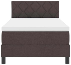 Cama Box com Colchão &amp; LED Marrom Escuro 90x200 cm Tecido